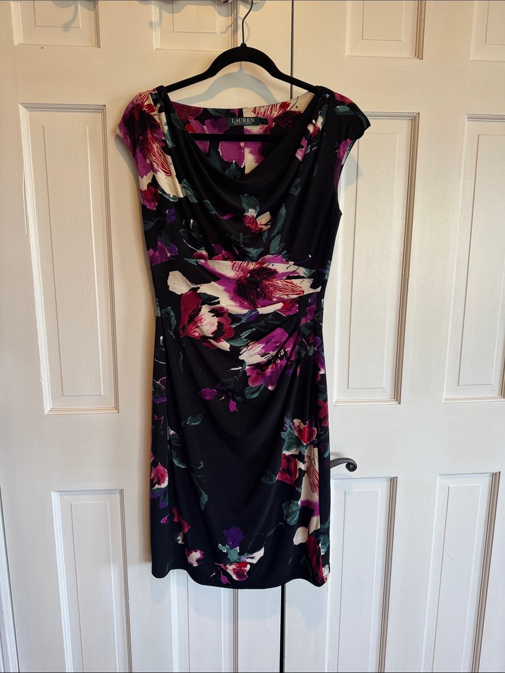 Ralph Lauren Black Dress with Purple and Magenta Floral Print